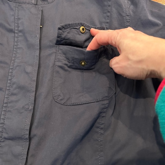 LL Bean Womens Military Style Jacket Size Large Petite LP Blue Zip Front - Picture 6 of 10